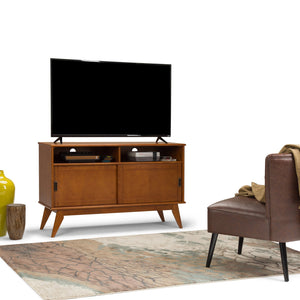 English Elm Draper - Elegant Mid Century Tall Tv Media Stand In Teak Brown With Storage & Cable Management Solutions B136P158155