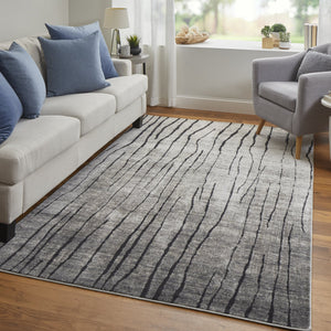 Feizy Rugs Kano Abstract Low Pile Area Rug - Distressed Design, Stain & Water Resistant, Ideal For Pets & Homes Gray,Black,Taupe Polypropylene,Polyester 86439lifivychlf05