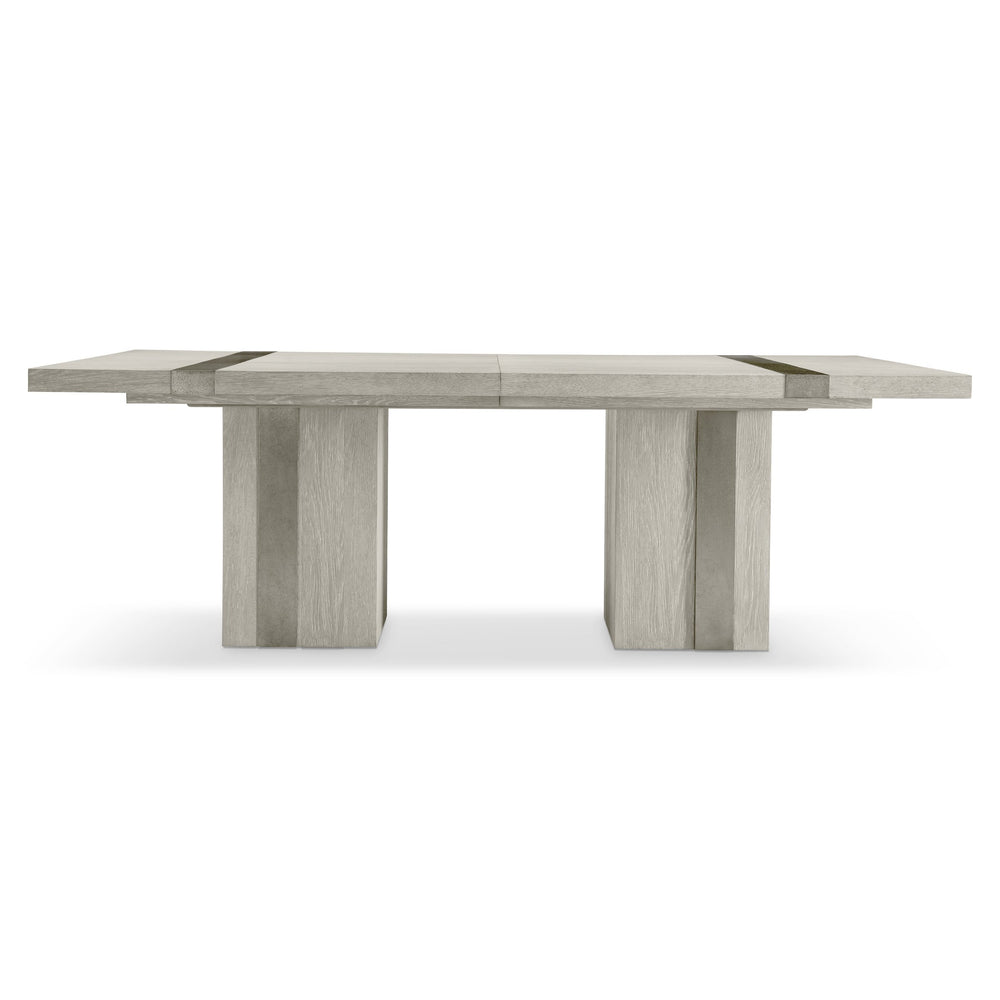 Bernhardt Bernhardt Tempo 90" Dining Table With Wire-Brushed Oak Top, Satin Nickel Metal Band Accents K2134