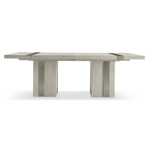 Bernhardt Bernhardt Tempo 90" Dining Table With Wire-Brushed Oak Top, Satin Nickel Metal Band Accents K2134