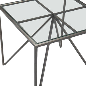 Bernhardt Bernhardt Fulton Side Table With Aged Bronze Arched Iron Base And Inset Tempered Glass Top - Modern Industrial Charm 427111