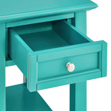 Homelegance By Top-Line Cerie 1-Drawer Side Table with Charging Station Green Wood