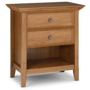 English Elm Amherst Bedside Table - Handcrafted Light Golden Brown Wood With Storage & Traditional Design B136P158367