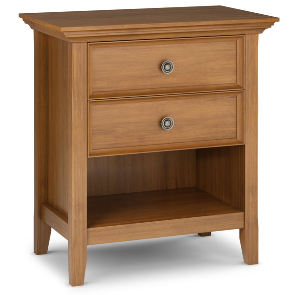 English Elm Amherst Bedside Table - Handcrafted Light Golden Brown Wood With Storage & Traditional Design B136P158367