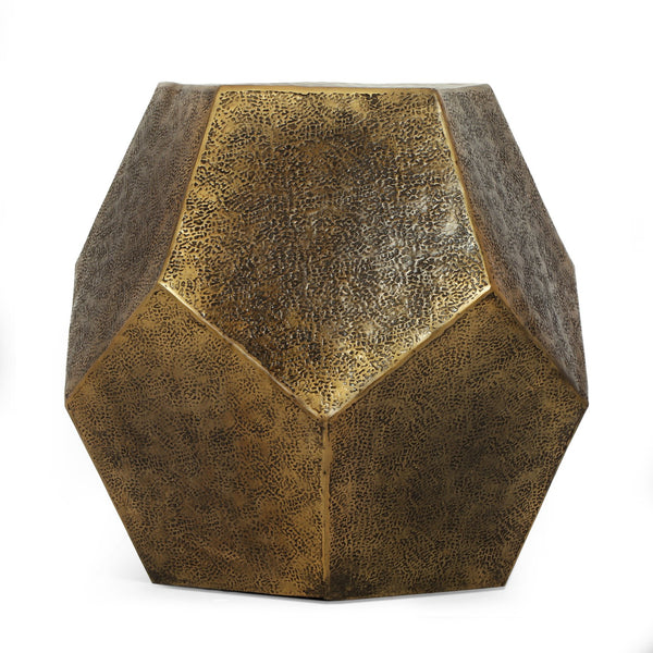 English Elm Hexagonal Handcrafted Aluminum Side Table Sculptural Glam Accent for Modern Living 71297.00