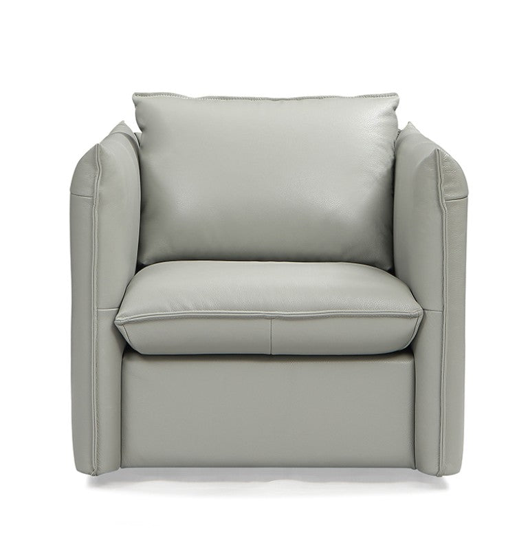 VIG Furniture Tamworth Grey Leather Swivel Chair With Plush High-Back, Italian Split Upholstery & Metal Base VGCAN912-7376