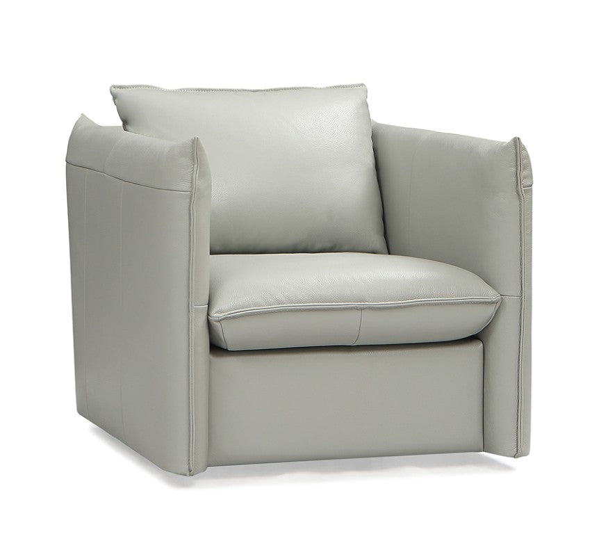 VIG Furniture Tamworth Grey Leather Swivel Chair With Plush High-Back, Italian Split Upholstery & Metal Base VGCAN912-7376