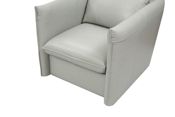 VIG Furniture Tamworth Grey Leather Swivel Chair With Plush High-Back, Italian Split Upholstery & Metal Base VGCAN912-7376