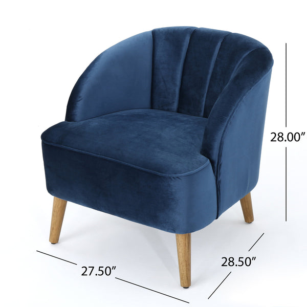 English Elm Chair Velvet Club Seat with Channel Stitching and Rubberwood Legs for Modern Interiors 61714.00