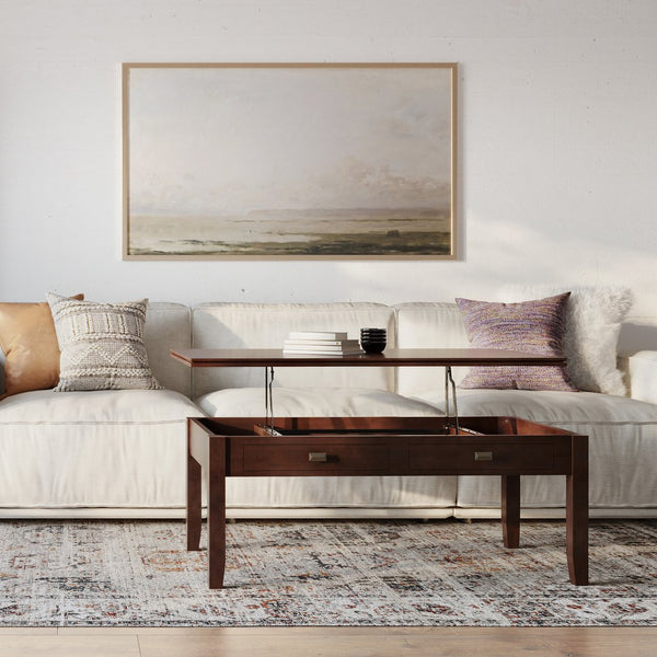 English Elm Artisan Lift Top Coffee Table - Rich Russet Brown With Hidden Storage For Living Room Elegance B136P158380