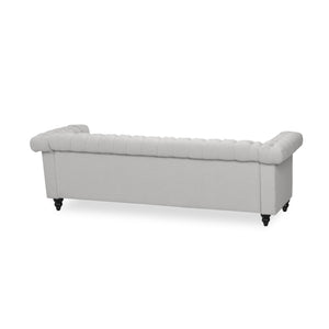 English Elm Christopher Knight Home® - SOFA Chesterfield-inspired 3-seater with deep button tufting, nailhead trim, low back and plush PU upholstery Grey 68326.00FPEBGRY