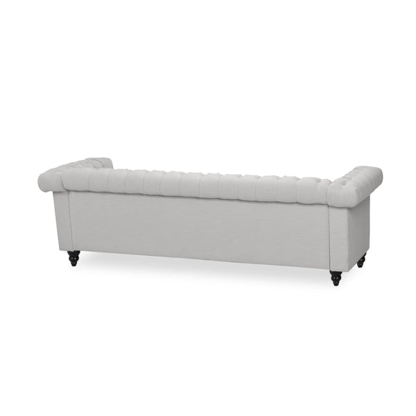English Elm Christopher Knight Home® - SOFA Chesterfield-inspired 3-seater with deep button tufting, nailhead trim, low back and plush PU upholstery Grey 68326.00FPEBGRY