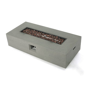 English Elm 50000 Btu Rectangular Mgo Concrete Propane Fire Table for Outdoor Patio Gatherings 59242.00WHI-50K_59243.00WHI