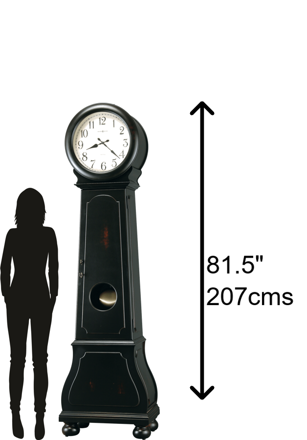 Hekman Furniture 615005 Nashua Black Grandfather Clock With Adjustable Chimes, Antique Brass Details & Heirloom Quality Worn Black (Brown Undertone) Nashua Grandfather Clock 615005