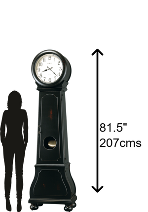 Hekman Furniture 615005 Nashua Black Grandfather Clock With Adjustable Chimes, Antique Brass Details & Heirloom Quality Worn Black (Brown Undertone) Nashua Grandfather Clock 615005