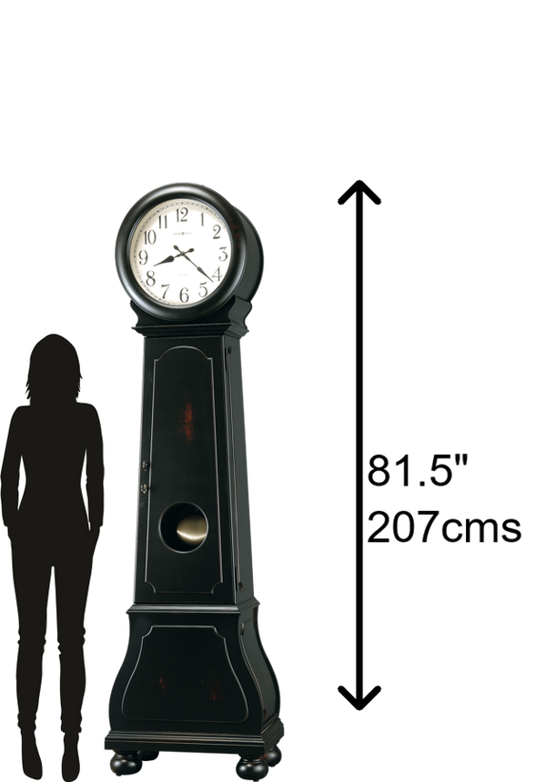 Hekman Furniture 615005 Nashua Black Grandfather Clock With Adjustable Chimes, Antique Brass Details & Heirloom Quality Worn Black (Brown Undertone) Nashua Grandfather Clock 615005