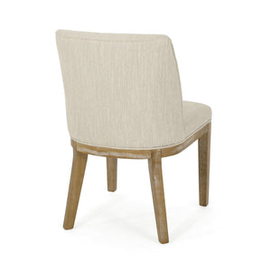 English Elm Dining Chair Set of 2 Solid Wood Textured Fabric Upholstered Farmhouse Modern Style 69408.00FBGE