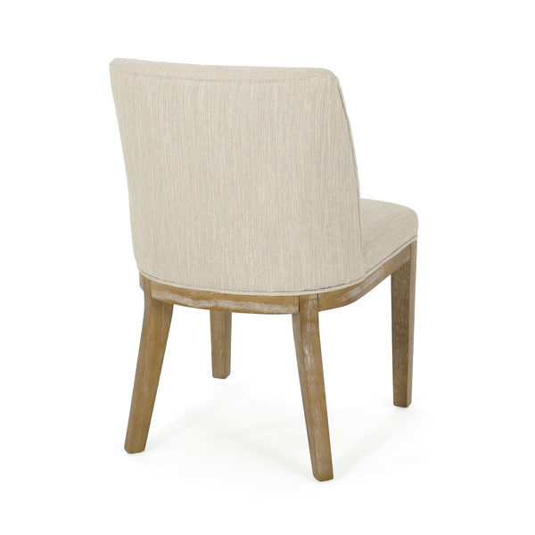 English Elm Dining Chair Set of 2 Solid Wood Textured Fabric Upholstered Farmhouse Modern Style 69408.00FBGE