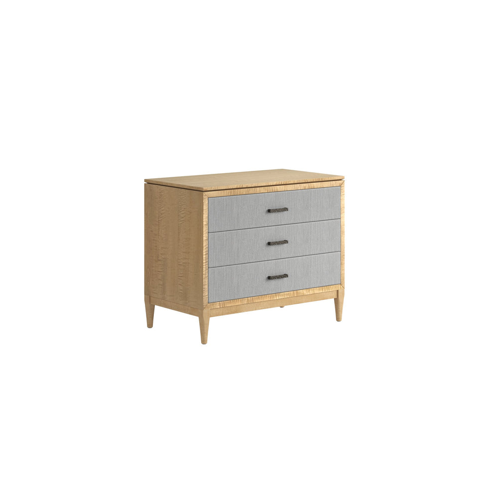 A.R.T. Furniture Loft 3 Drawer Bedside Chest In Figured Maple With Textured Gray Fabric – Stylish And Functional Storage Gray Material(S), Poplar,Rubberwood,Fabric 335148-1911
