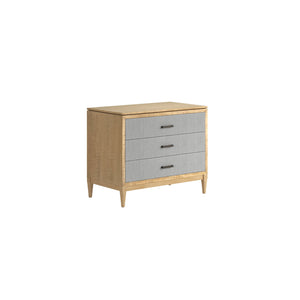 A.R.T. Furniture Loft 3 Drawer Bedside Chest In Figured Maple With Textured Gray Fabric – Stylish And Functional Storage Gray Material(S), Poplar,Rubberwood,Fabric 335148-1911