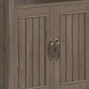 English Elm Lev Smoky Brown Bookcase - Handcrafted Solid Wood, Adjustable Shelves, Two Doors, Anti-Tip Safety, Transitional Design B136P158816
