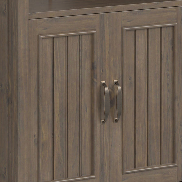 English Elm Lev Smoky Brown Bookcase - Handcrafted Solid Wood, Adjustable Shelves, Two Doors, Anti-Tip Safety, Transitional Design B136P158816