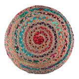 Hearth and Haven Enigmaria Multi-functional Round Pouf with Woven Cotton and Jute in Multi-Color Pattern B136P159309 Multicolor
