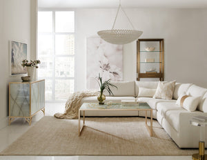 Hooker Furniture Melange Joannie Two Door Chest With Silver Eglomisé Lace Doors, Gold Frame & Soft-Close Storage 628-85632-647