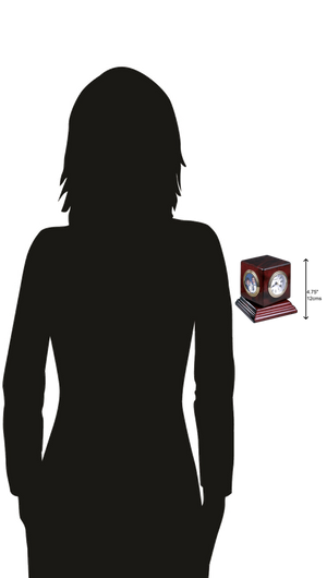 Hekman Furniture 645408 Reuben Tabletop Clock - Elegant Rosewood Cube With Photo Frame, Quartz Movement & Thermometer Rosewood Reuben Tabletop Clock 645408