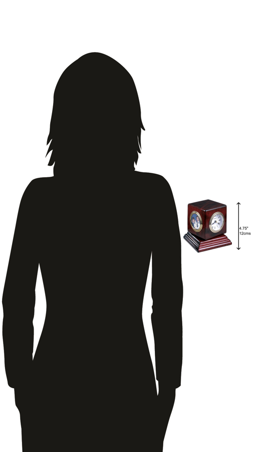 Hekman Furniture 645408 Reuben Tabletop Clock - Elegant Rosewood Cube With Photo Frame, Quartz Movement & Thermometer Rosewood Reuben Tabletop Clock 645408