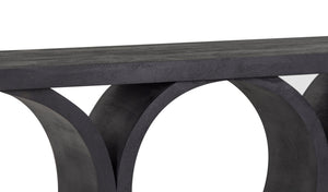 Porter Designs Porter Brockton Solid Mango Wood Console Table - Modern Geometric Design, Rich Black Finish Black Wood 05-108-10-5662