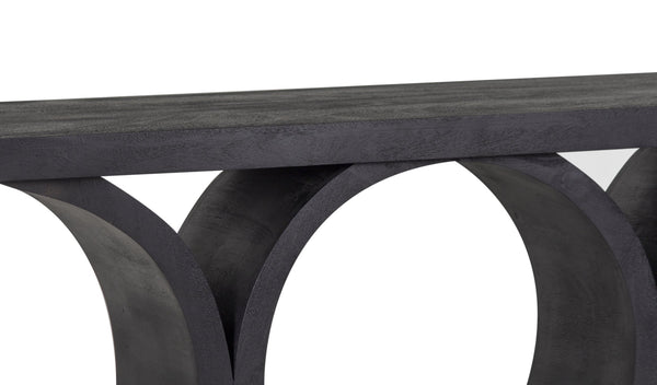 Porter Designs Porter Brockton Solid Mango Wood Console Table - Modern Geometric Design, Rich Black Finish Black Wood 05-108-10-5662