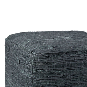 English Elm Fredrik Handcrafted Square Pouf In Dark Grey Leather - Versatile Seating & Stylish Accent For Any Room B136P159288