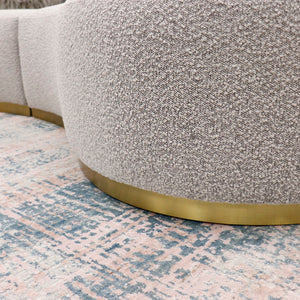 Pasargad Home Simona Upholstered Sofa - Artistic Curved Design With Premium Comfort & Style Grey Textured Polyester Fabric Pzw-943g