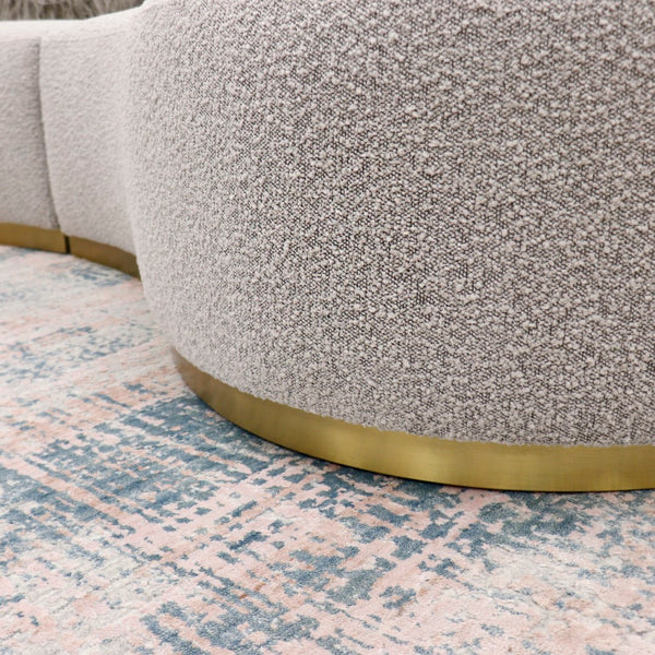 Pasargad Home Simona Upholstered Sofa - Artistic Curved Design With Premium Comfort & Style Grey Textured Polyester Fabric Pzw-943g