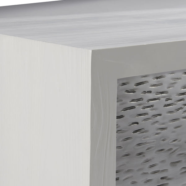 Bernhardt Bernhardt Slater Buffet With Azucar Pine & Silver Cloud Pebbled Metal Overlays, Soft-Close Doors 338132