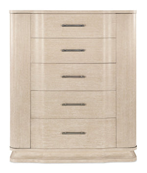 Hooker Furniture Nouveau Sandstone Five-Drawer Chest With Jewelry Storage, Cedar Lined Bottom, Nickel Hardware Chic 6500-90010-80