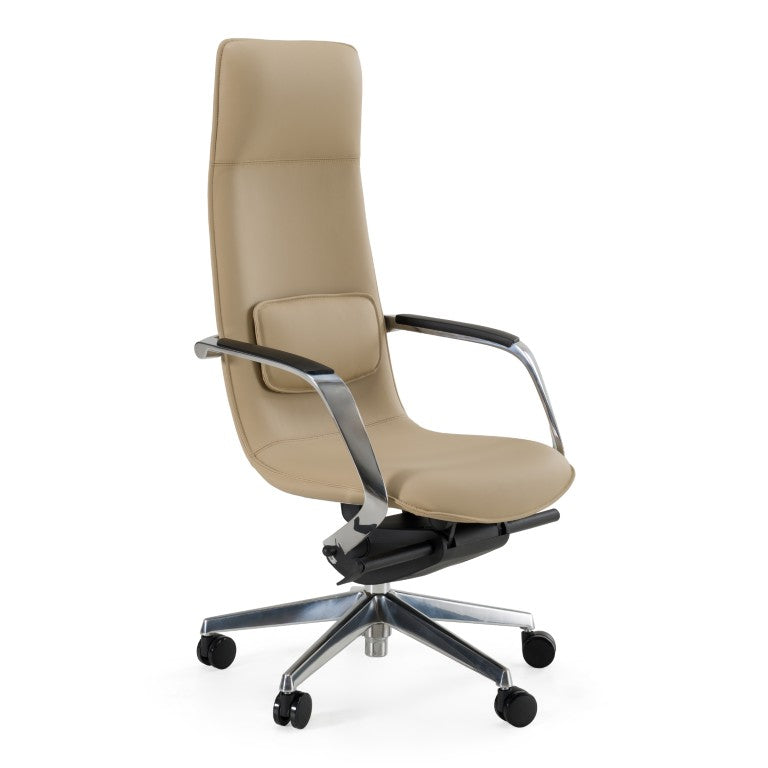 VIG Furniture Nadella Beige High-Back Executive Office Chair — Ergonomic Leatherette, Lumbar Support, 330 Lb Capacity VGFU-FK003-A-BG-OFF-CH