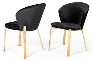 VIG Furniture Nadia Black Velvet Wingback Dining Chairs Set Of 2 With Rosegold Legs — Glam Comfort & Durable Style VGVCB209-BLKRG