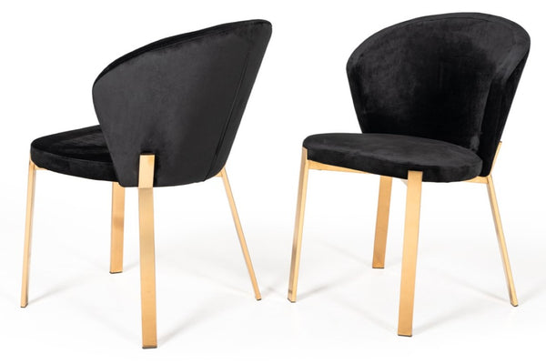 VIG Furniture Nadia Black Velvet Wingback Dining Chairs Set Of 2 With Rosegold Legs — Glam Comfort & Durable Style VGVCB209-BLKRG