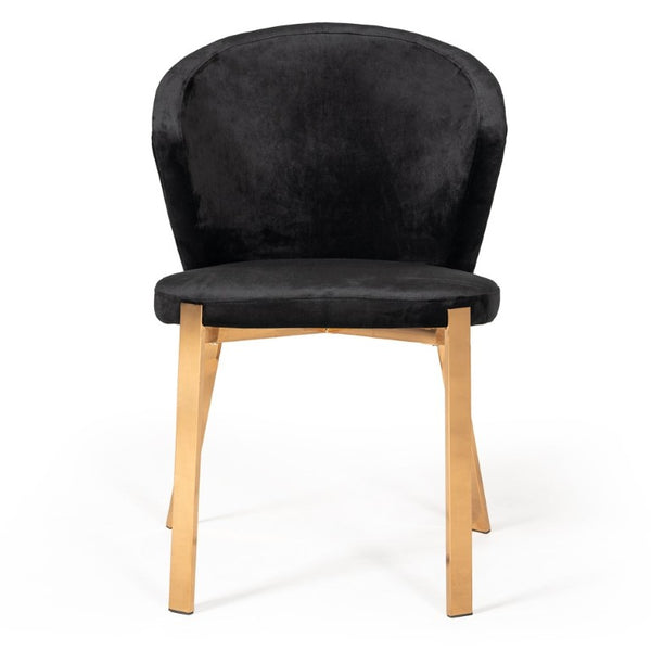 VIG Furniture Nadia Black Velvet Wingback Dining Chairs Set Of 2 With Rosegold Legs — Glam Comfort & Durable Style VGVCB209-BLKRG