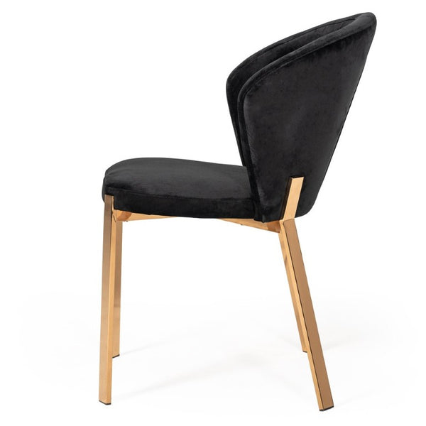 VIG Furniture Nadia Black Velvet Wingback Dining Chairs Set Of 2 With Rosegold Legs — Glam Comfort & Durable Style VGVCB209-BLKRG