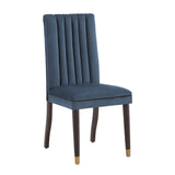 Homelegance By Top-Line Maya Velvet Channel Back Dining Chairs (Set of 2) Blue Rubberwood