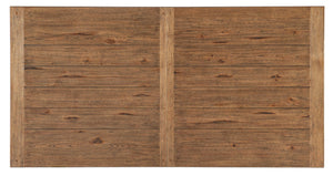 Hooker Furniture Big Sky Trestle Dining Table — Hand‑Distressed Pecky Hickory, X‑Base, 2 Removable 20" Leaves, Seats 10 6700-75200-80