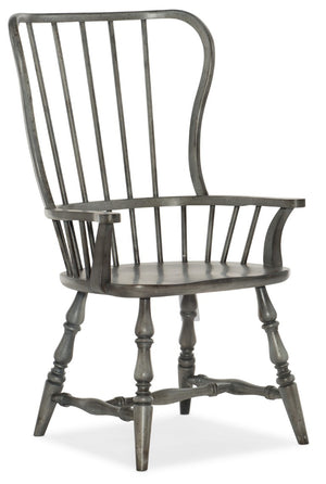 Hooker Furniture Ciao Spindle Back Arm Chair In Hand-Distressed Speckled Gray — Farmhouse Comfort, Solid Wood Build 5805-75301-96