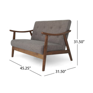 English Elm Christopher Knight Home® - LYDIA Mid-Century Modern 2-Seater Sofa with Button Tufting and Bentwood Arms, Retro Chic Upholstery DARK GREY 63832.00
