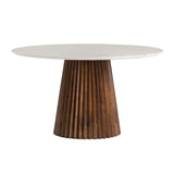 VIG Furniture Modrest Nancy - Mid-Century Modern White Marble + Walnut Round Dining Table VGMAMIT-5347