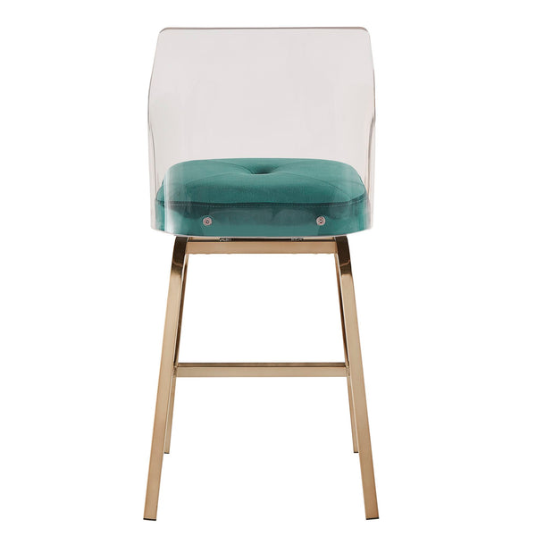 Homelegance By Top-Line Darrion Velvet Counter Height Swivel Stools (Set of 2) Teal Metal