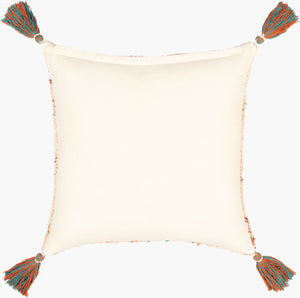 Surya Nador 18"X18" Handmade Cotton Accent Pillow With Exotic Global Print For Bohemian Home Decor Rust Cotton,Cotton Nao001-1818p