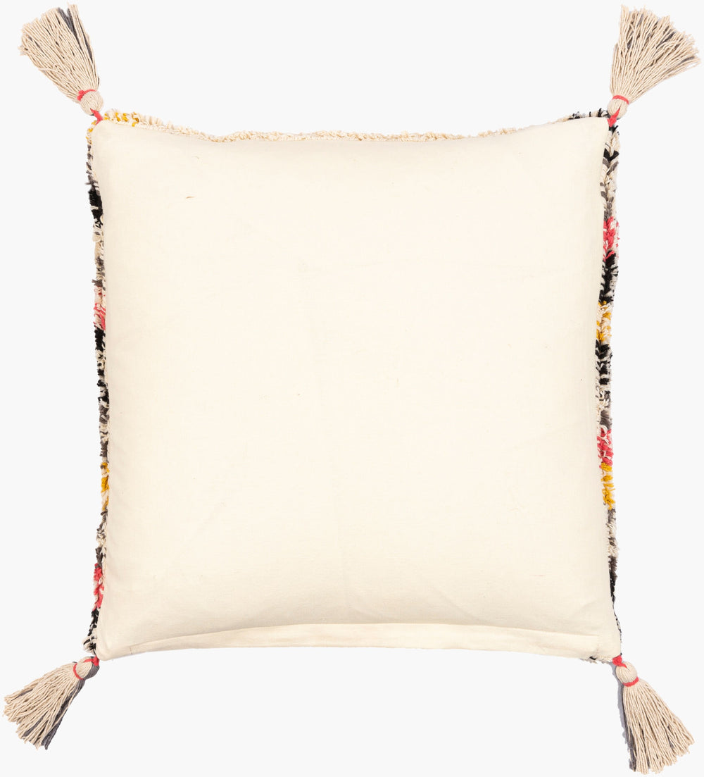 Surya Nador 18"X18" Handmade Cotton Accent Pillow With Exotic Global Print For Bohemian Home Decor Black Cotton,Cotton Nao002-1818p